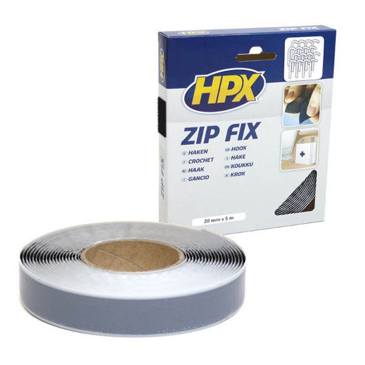 HPX ZIP FIX klittenband (lus) - zwart 20mm X 5m