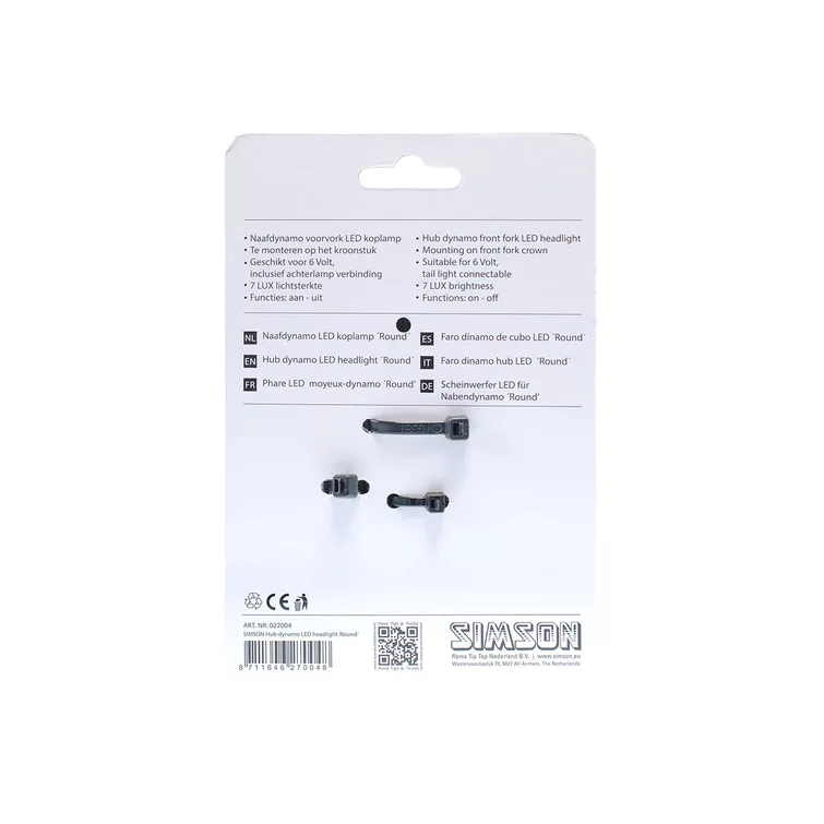 Simson 022004 naafdynamo LED koplamp "Round" 7 LUX