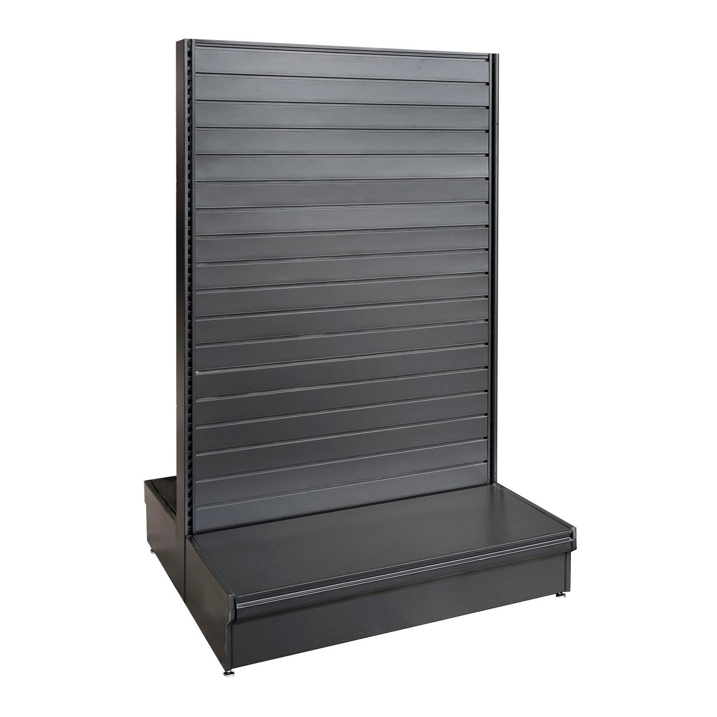 Displaywand halfhoog dubbelzijdig zwart HxBxD 151x104x95 cm.