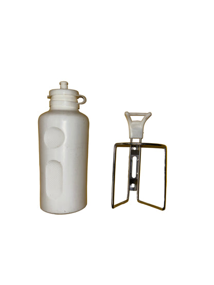 Bidon wit met houder alu.
