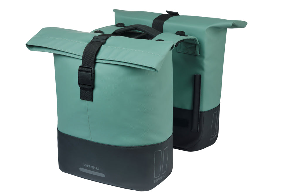 Basil 18505 Cove dubbele fietstas MIK 28-32L zilvergroen/zwart