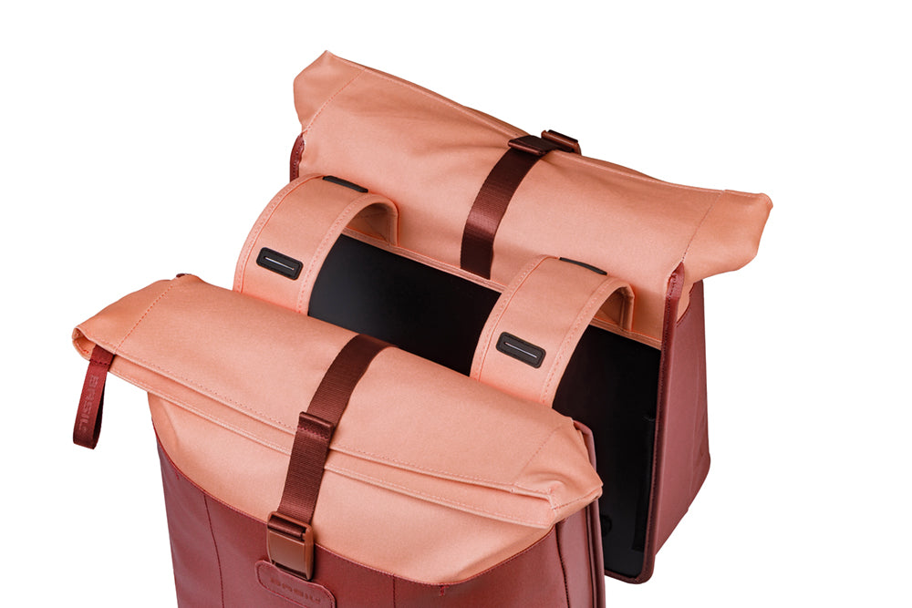 Basil 18518 Vive dubbele fietstas 28-35L bordeaux/roze
