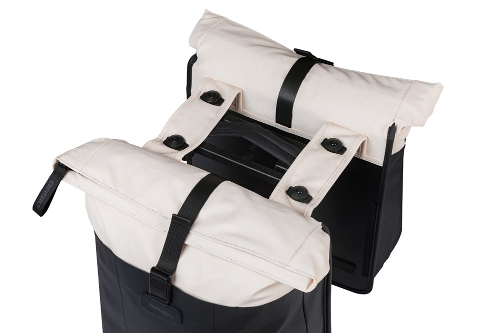 Basil 18519 Vive dubbele fietstas MIK 28-35L gebroken wit/zwart