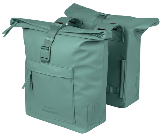 Basil 18548 Brooklyn dubbele fietstas 41L zilvergroen