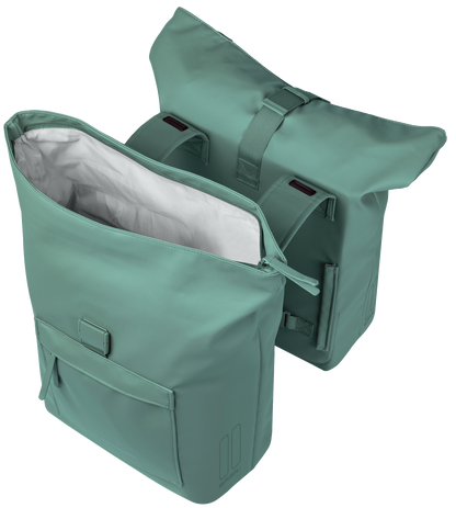 Basil 18548 Brooklyn dubbele fietstas 41L zilvergroen