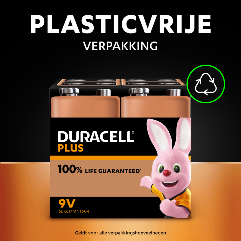 Batterij Duracell Plus Power 100% 6LR61 9V