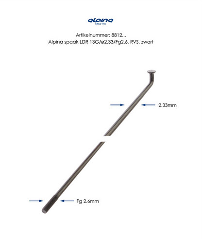 Alpina spaak 13x282 zwart RVS