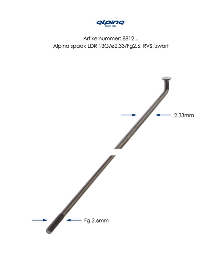 Alpina spaak 13x286 zwart RVS