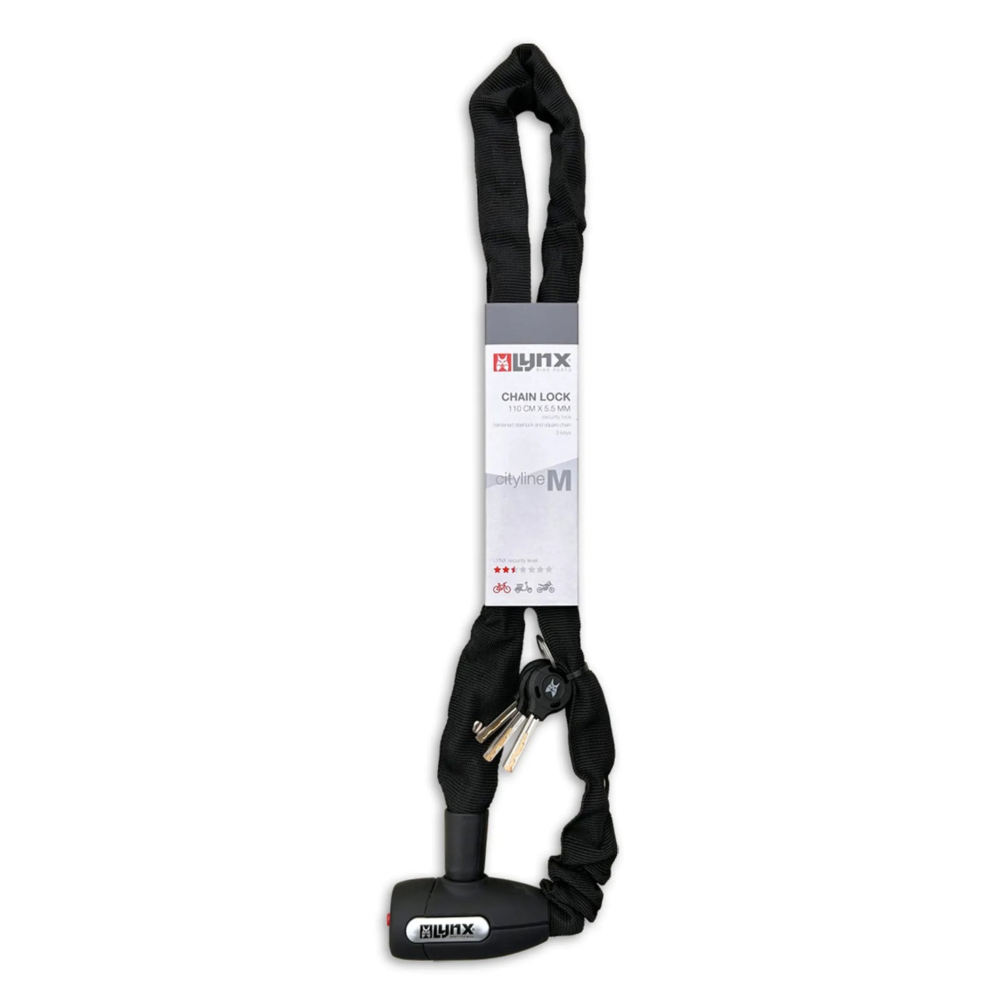 Lynx kettingslot Cityline M110 black 5.5 mm x 110 cm. nylon hoes