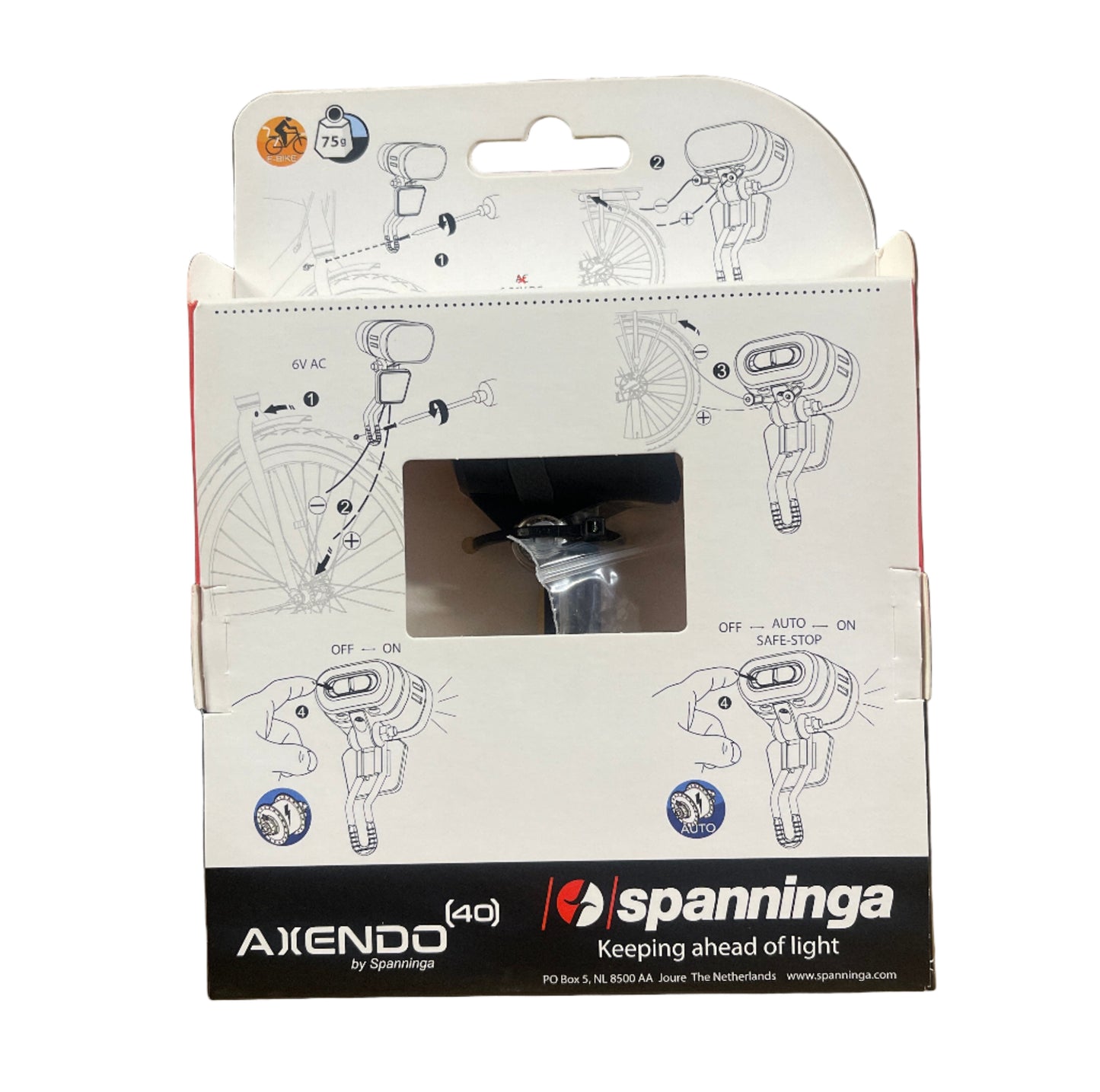 Spanninga Axendo 40 XE E-Bike koplamp 6-36VDC BR195