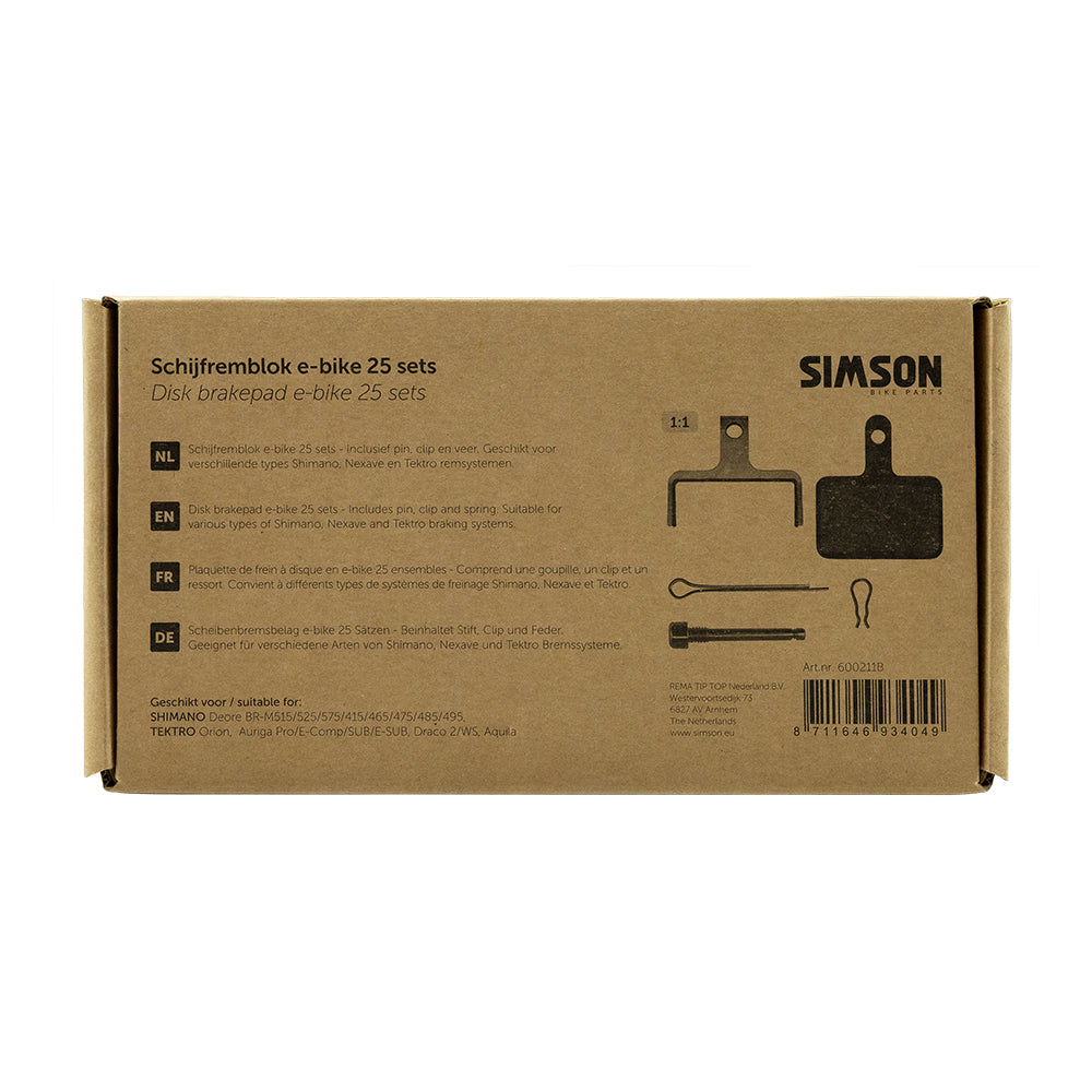 Simson 600211 bulk schijfremblokken E-bike (Box, 25 sets)