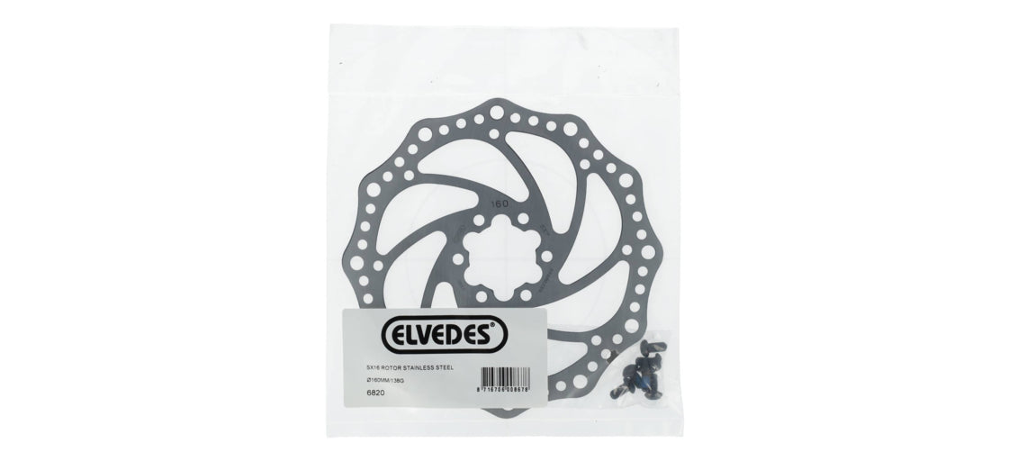 Elvedes 6820 SX16 Rotor 160 mm. stainless + 6 boutjes