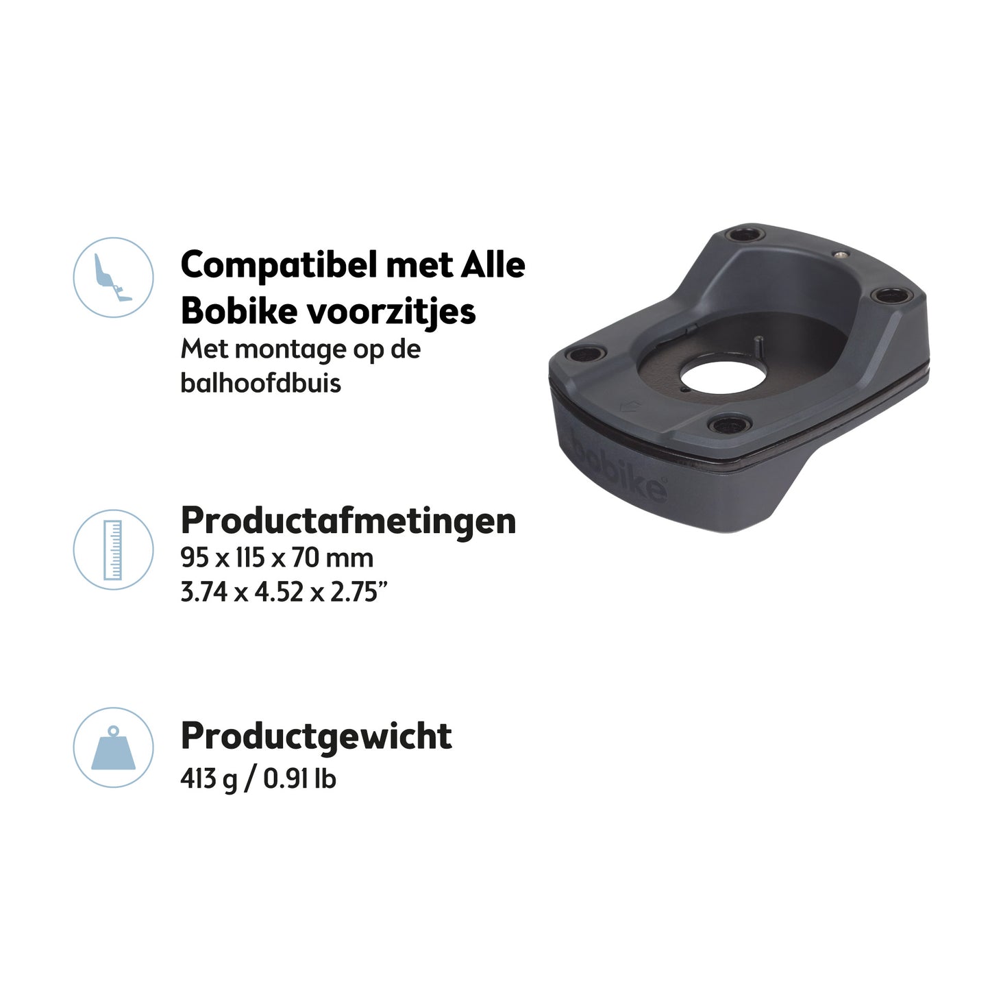Bobike Mini A-Head Plus adapter / bevestigingsset - integrated cables