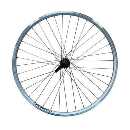 Achterwiel 26"-559x19 IID Skorpion alu. zilver FM32 QR cassette 8/9 sp. 14 RVS