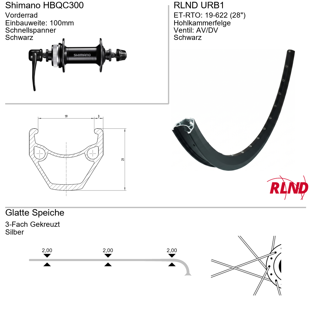 Roland Voorwiel 19-622 28" zwart schijfrem Centerlock QR URB1 Shimano HB-QC300