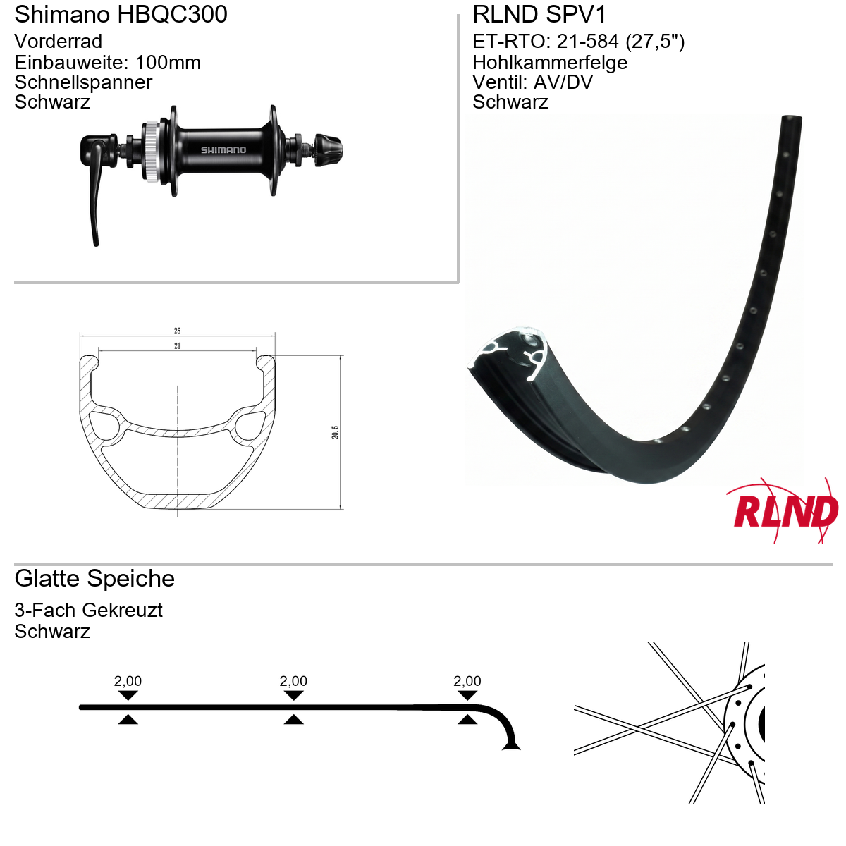 Roland Voorwiel 21-584 27.5" zwart schijfrem Centerlock QR SPV1 Shimano HB-QC300