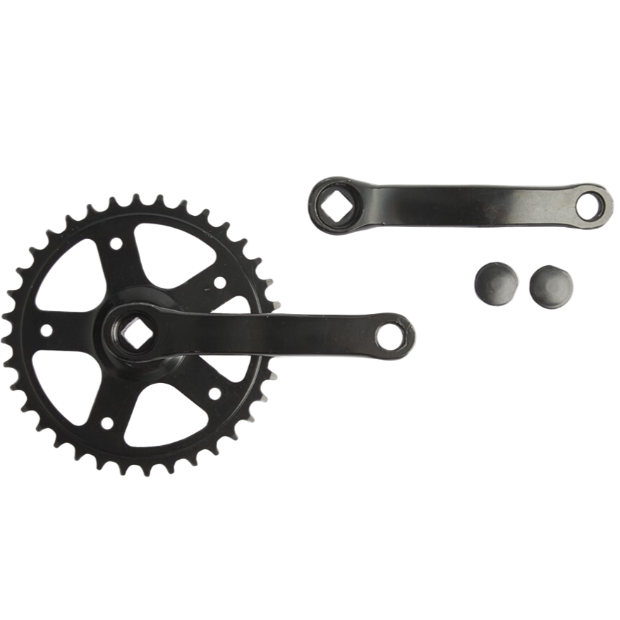 Vinty crankstel 36T 1/8“, crank 130mm spieloos, staal zwart