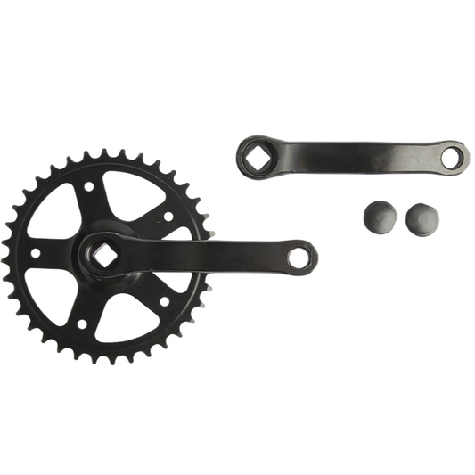 Vinty crankstel 36T 1/8“, crank 130mm spieloos, staal zwart