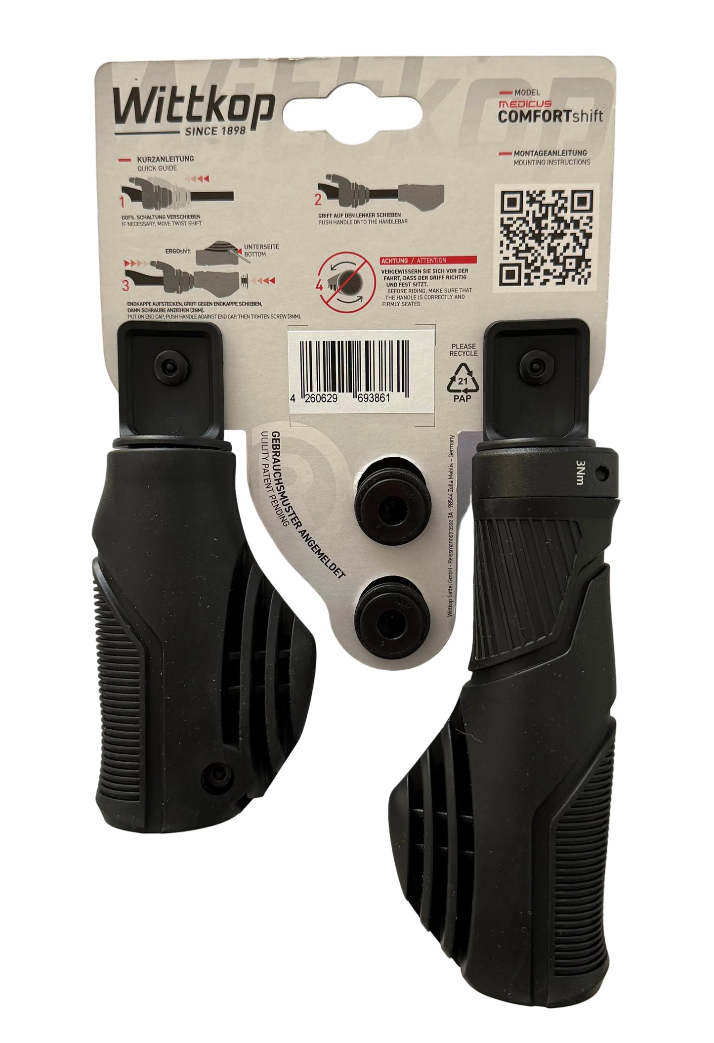 Wittkop Medicus Comfort set handvatten 135/95 mm met alu klem