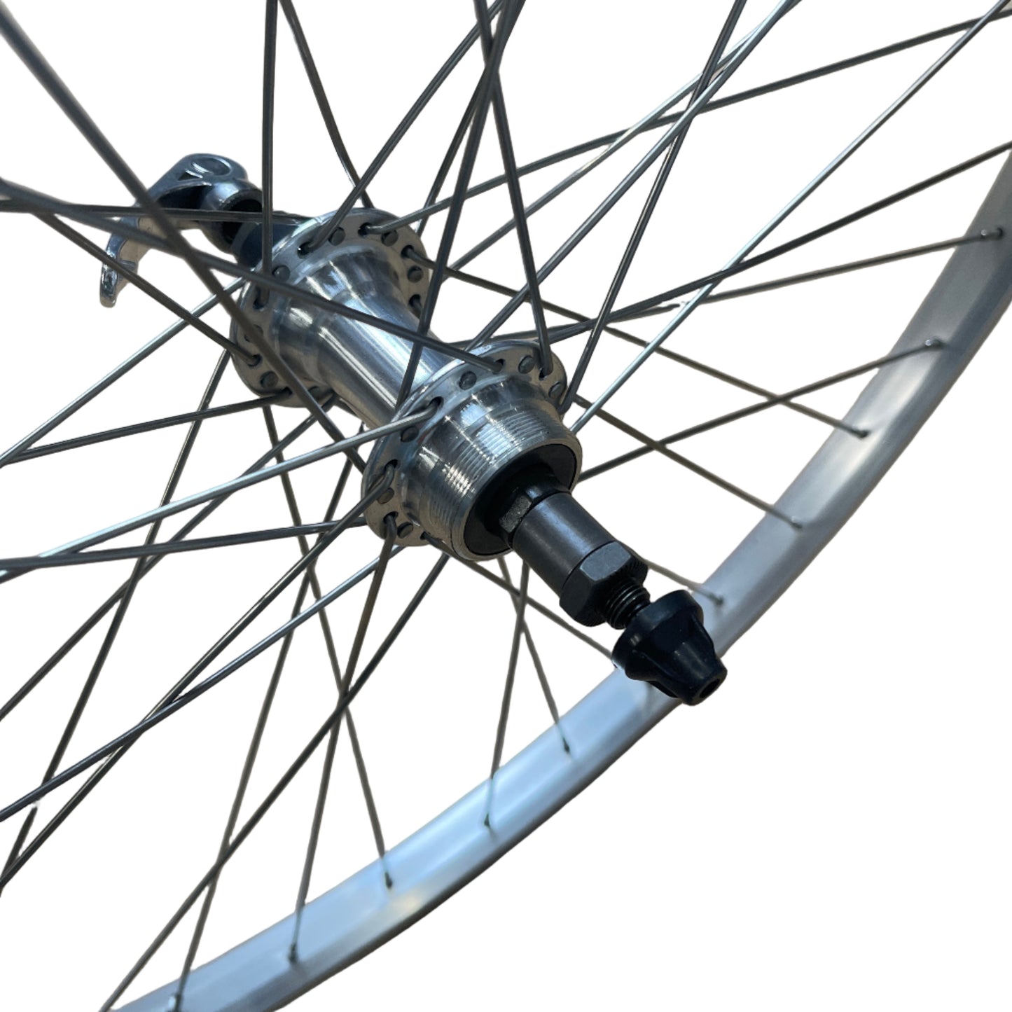 Achterwiel 26"- 559X21 Parallex new alu. zilver FM31 QR freewheel sp.14 RVS