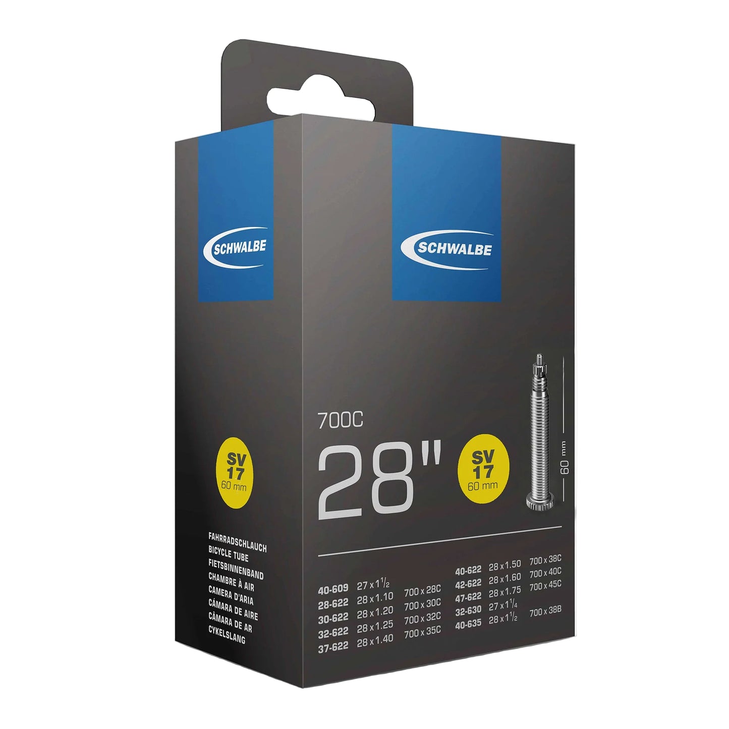 Schwalbe Bib. SV 17 - 60 mm. / 28/47-622/635 / 28x1.3/8 - 28x1.1/2 - 28x1.75 - 28x1.1/4 - 27x1.1/4 - 10463363