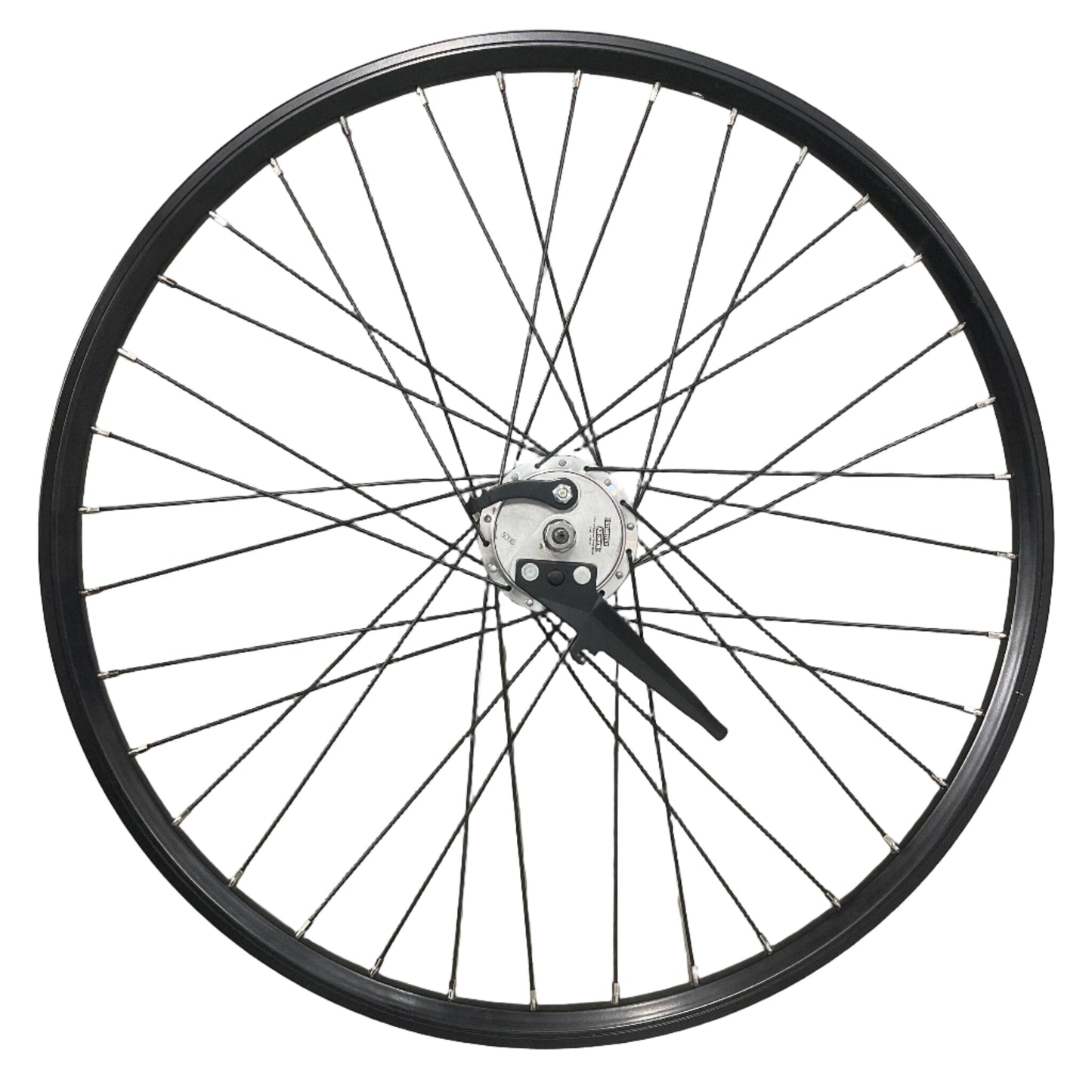 Voorwiel 28" - 622 Dynamic zwart/zwarte spaken alu. trommel SA