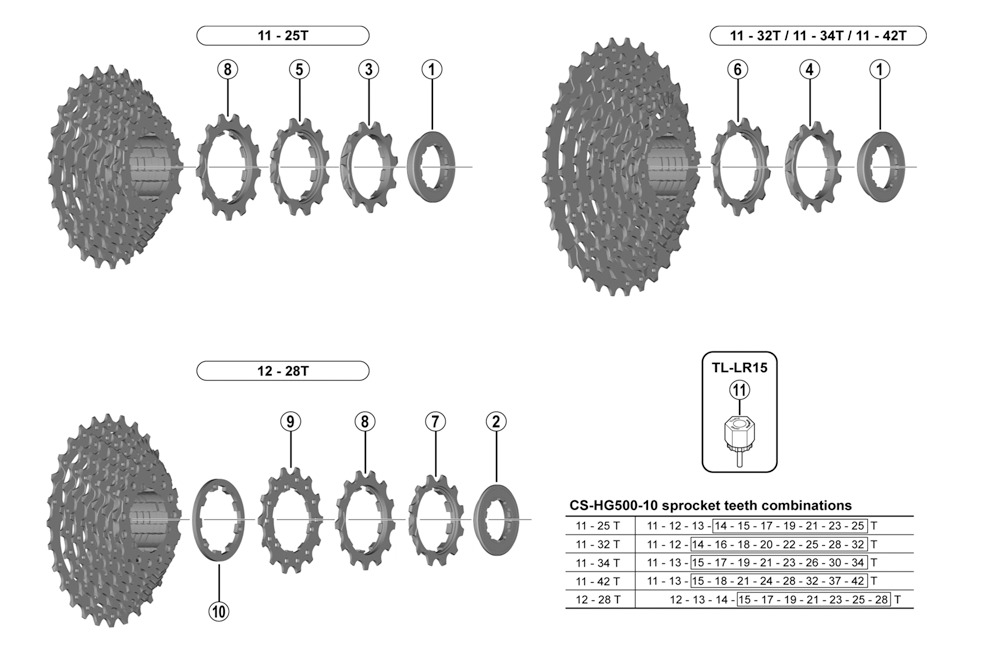 Shimano ICSHG50010134 cassette CS-HG500 10-speed 11-13-15-17-19-21-23-26-30-34T
