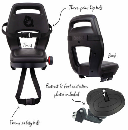 Qibbel Q340 Junior 6+ zitje zwart/zwart incl. voetsteunen en voetbeschermingsplaten