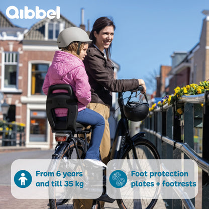 Qibbel Q340 Junior 6+ zitje zwart/zwart incl. voetsteunen en voetbeschermingsplaten