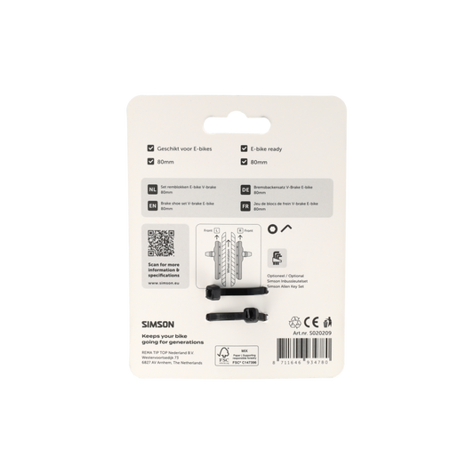 Simson S020209 remblokken E-bike V-Brake 80mm