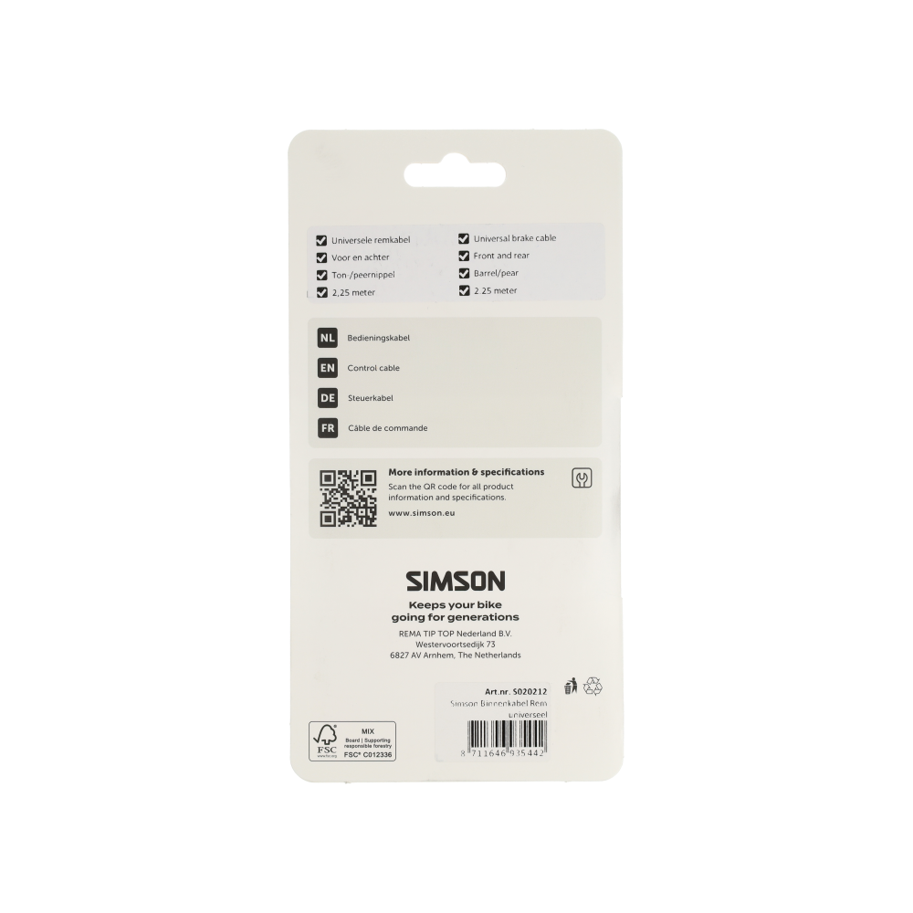 Simson S020212 binnenkabel rem Universeel