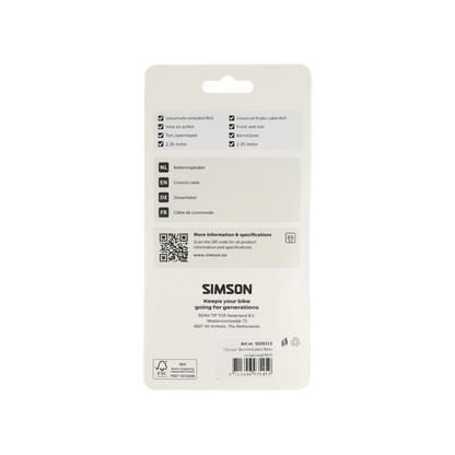 Simson S020213 binnenkabel rem Universeel RVS