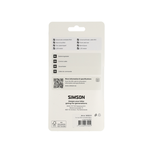 Simson S020213 binnenkabel rem Universeel RVS