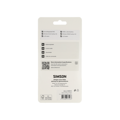 Simson S020215 binnenkabel versnelling Derailleur RVS