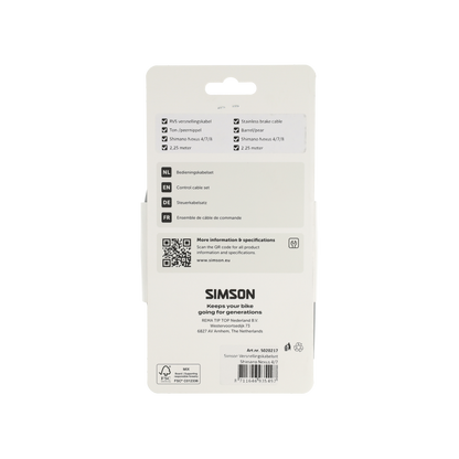 Simson S020217 versnellingskabelset Shimano Nexus 4/7/8 grijs RVS