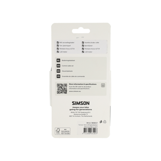 Simson S020217 versnellingskabelset Shimano Nexus 4/7/8 grijs RVS
