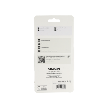 Simson S020219 remkabelset compleet Universeel zwart