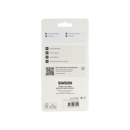 Simson S020219 remkabelset compleet Universeel zwart