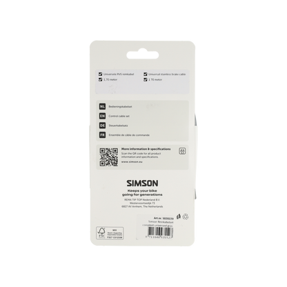 Simson S020220 remkabelset compleet Universeel grijs RVS