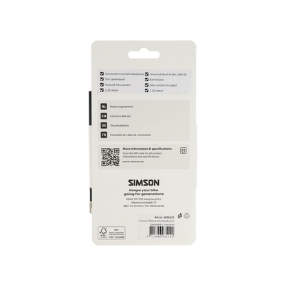 Simson S020222 trommelremkabelset compleet Universeel zwart RVS