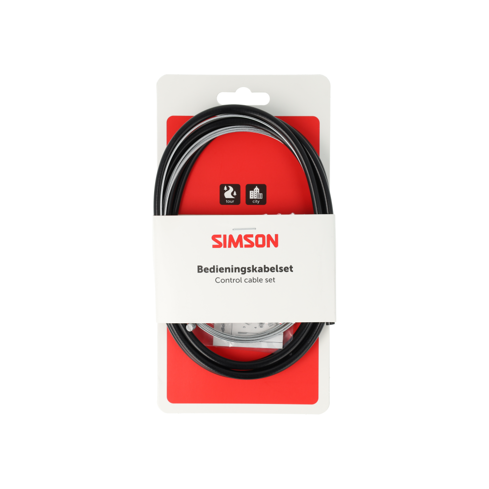 Simson S020227 versnellingskabelset compleet S.A. / Gazelle zwart