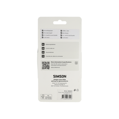 Simson S020227 versnellingskabelset compleet S.A. / Gazelle zwart