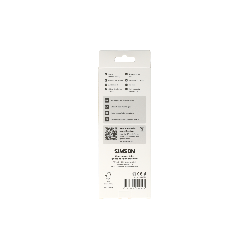 Simson S020376 ketting voor Nexus Naafversnelling