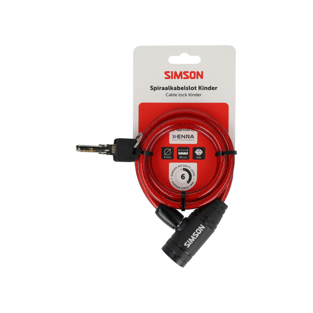 Simson S020838 spiraalkabelslot kinder 8mm x 90cm