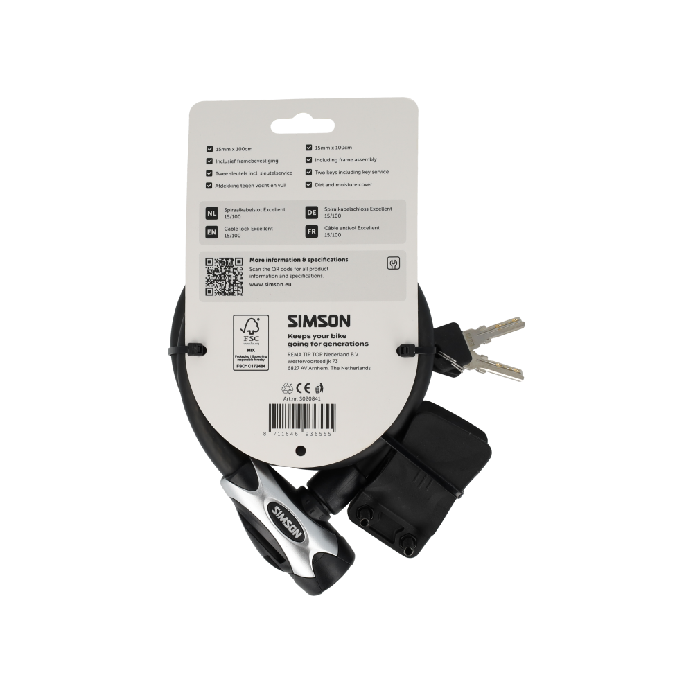 Simson S020841 spiraalkabelslot Excellent size L 15mm x 100cm