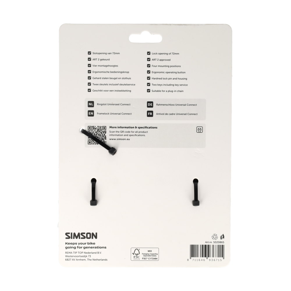 Simson S020865 ringslot Universeel Connect 72mm ART**