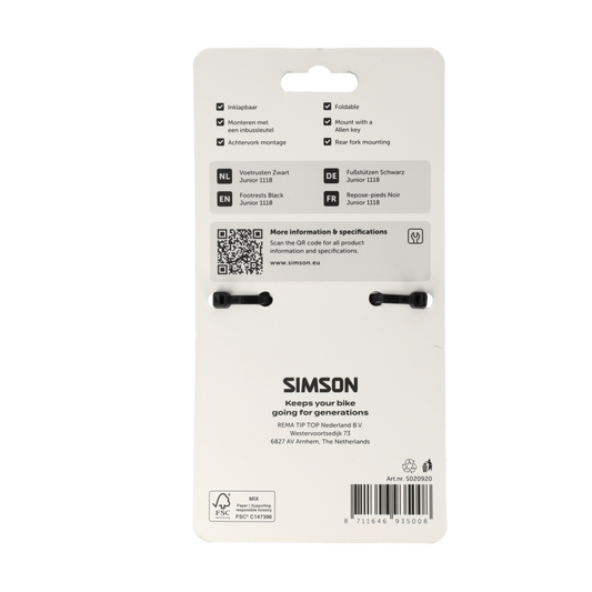 Simson S020920 voetrusten zwart 1118 op as