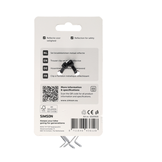 Simson S020926 broekklemmen metaal met reflectie
