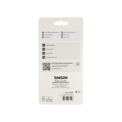 Simson S020958 binnenkabel versnelling S.A. oud/nieuw & Gazelle