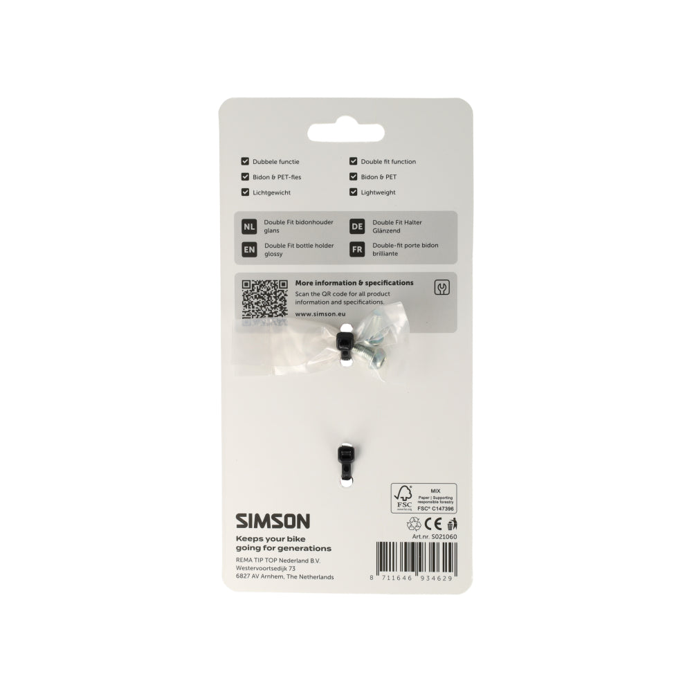 Simson S021060 Double Fit fles- en bidonhouder glans zwart